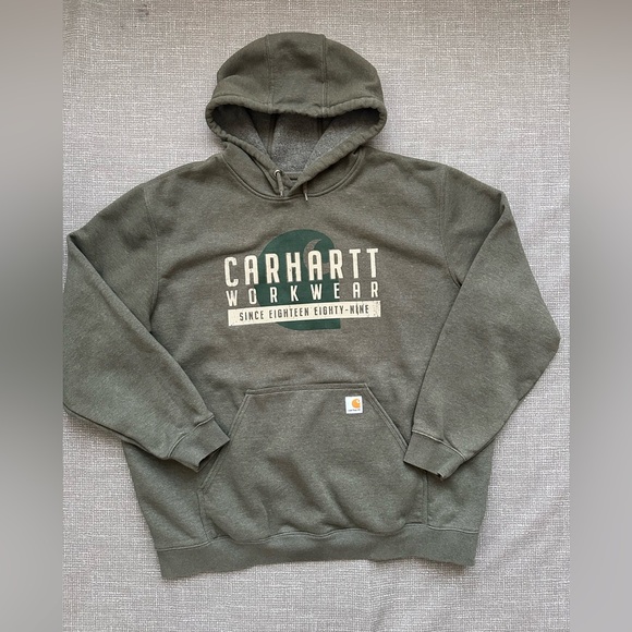 Carhartt Men’s Hoodie 2XL Original Fit Green Pullover Workwear Sweatshirt - Picture 1 of 11